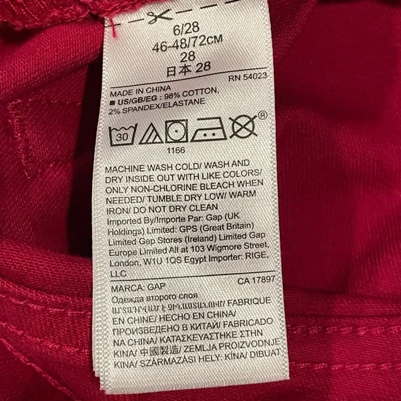 NWT GAP Midrise Super Skinny Denim Leggings in Cranberry Size 6/28 - Picture 11 of 11